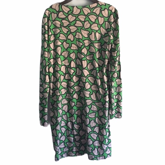 Diane Von Furstenberg Reina Silk Tunic Dress Green Leaf Print Mini DVF Size 6 - Picture 10 of 13